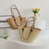 Sac fourre-tout tissé pour femmes, sac à bandoulière de grande capacité, sac à main tissé Simple, pochette fourre-tout, sac Hobo Chic pour voyage en plein air Sac fourre-tout tissé pour femmes, sac à bandoulière de grande capacité, sac à main tissé Simple, pochette fourre-tout, sac Hobo Chic pour voyage en plein air