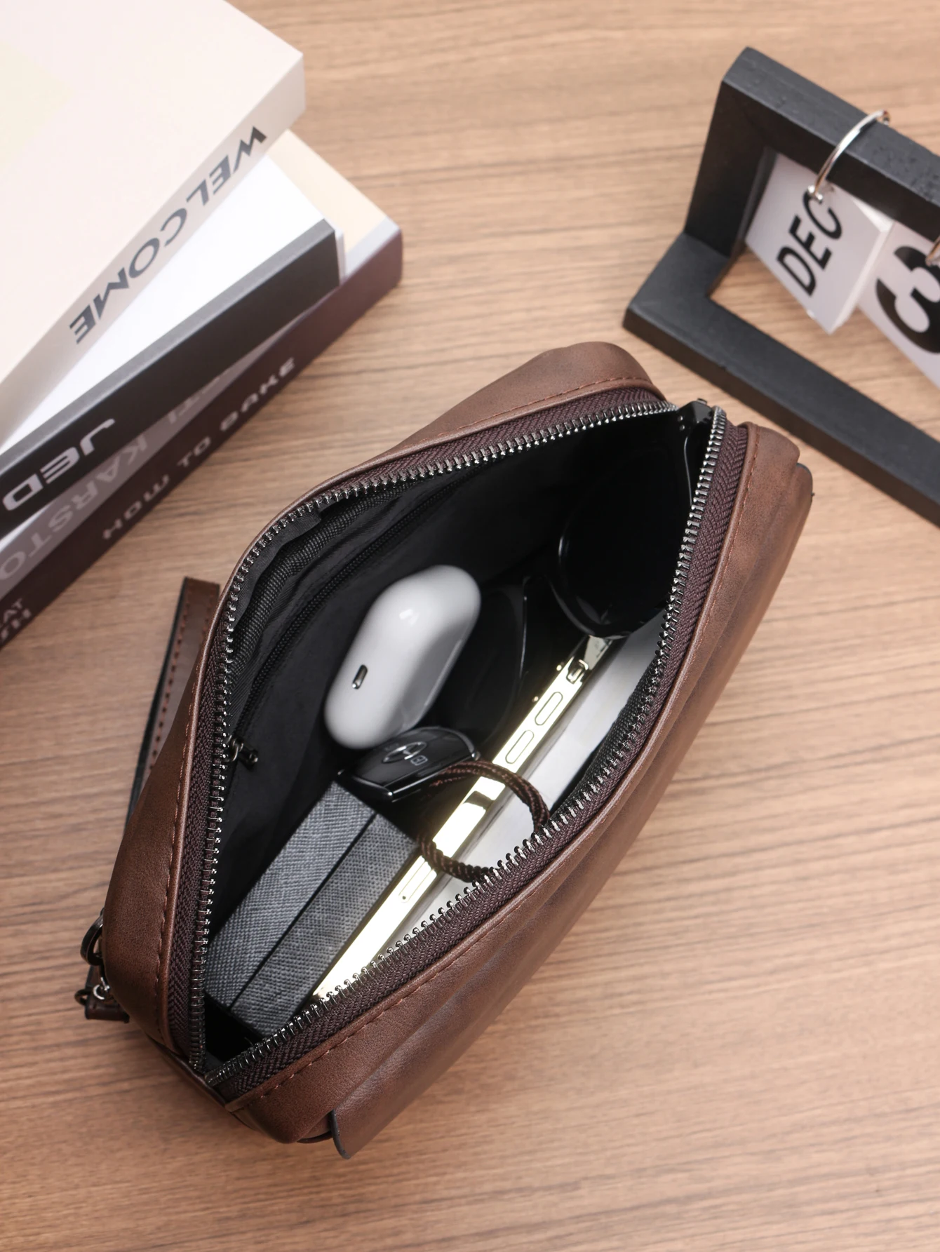 pochette à bracelet multifonctionnelle de grande capacité, sac à main rétro minimaliste, sac de téléphone portable, mode d'affaires décontractée