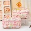 sac de maquillage matelassé à motif d'animal de dessin animé, sac à main portable de grande capacité pour femmes, rangement de produits de toilette cosmétiques, sac à main à fermeture éclair