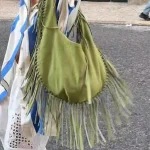 Gland grand croissant sac fourre-tout à la mode vert marron décontracté Simple bandoulière marque concepteur de luxe daim rétro boulette sac à bandoulière