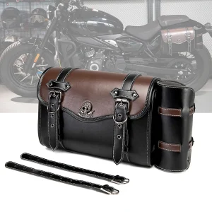 Sac de selle de moto en PU, 1 pièce, sac à outils pour bagages latéraux modifiés, grande capacité, Punk Knight, accessoires de moto, sac suspendu à rabat