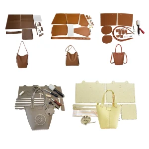 Sac seau en PU de grande capacité avec bandoulière, Kit de sac fait à la main, matériel de fond, cadeau de couture fait maison Sac seau en PU de grande capacité avec bandoulière, Kit de sac fait à la main, matériel de fond, cadeau de couture fait maison