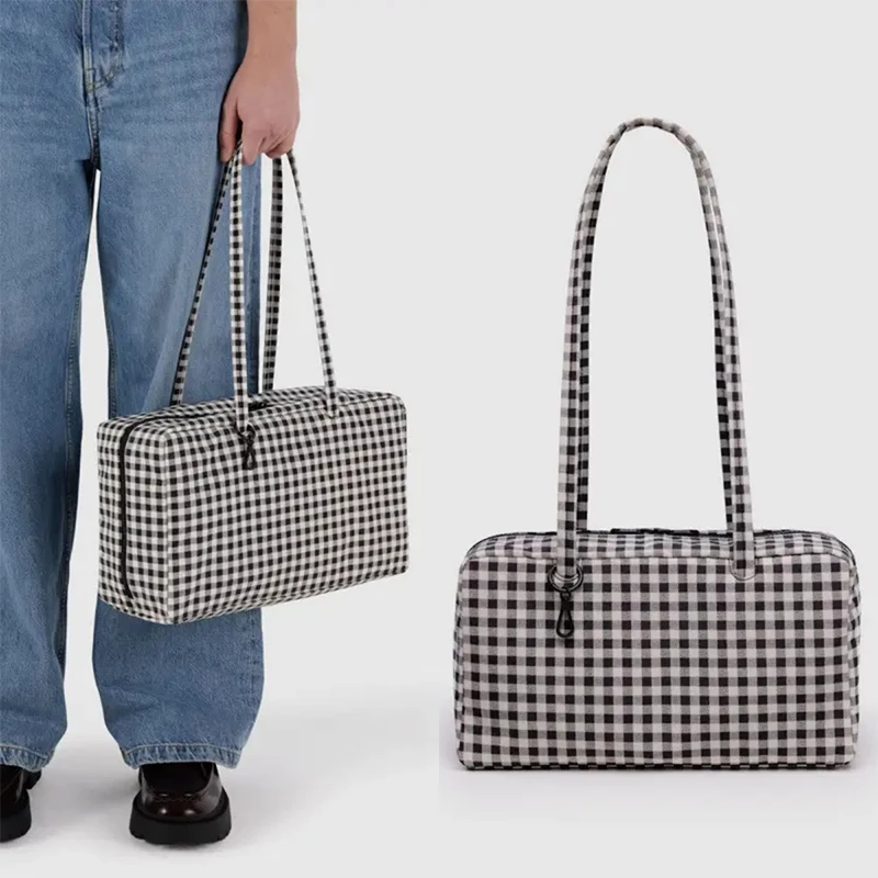 Sac à bandoulière carré Simple de grande capacité, sac à main en Nylon à carreaux, sac de voyage en toile Durable, sac de rangement à usage quotidien Sac à bandoulière carré Simple de grande capacité, sac à main en Nylon à carreaux, sac de voyage en toile Durable, sac de rangement à usage quotidien
