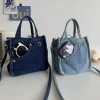 sac à main en denim pour femme et fille, sacoche en toile souple décontractée, style de rue