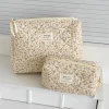 pochette à cosmétiques vintage pour femmes, imprimé floral, sac à main de voyage, sac de rangement de maquillage, sac matelassé de grande capacité pour cadeau