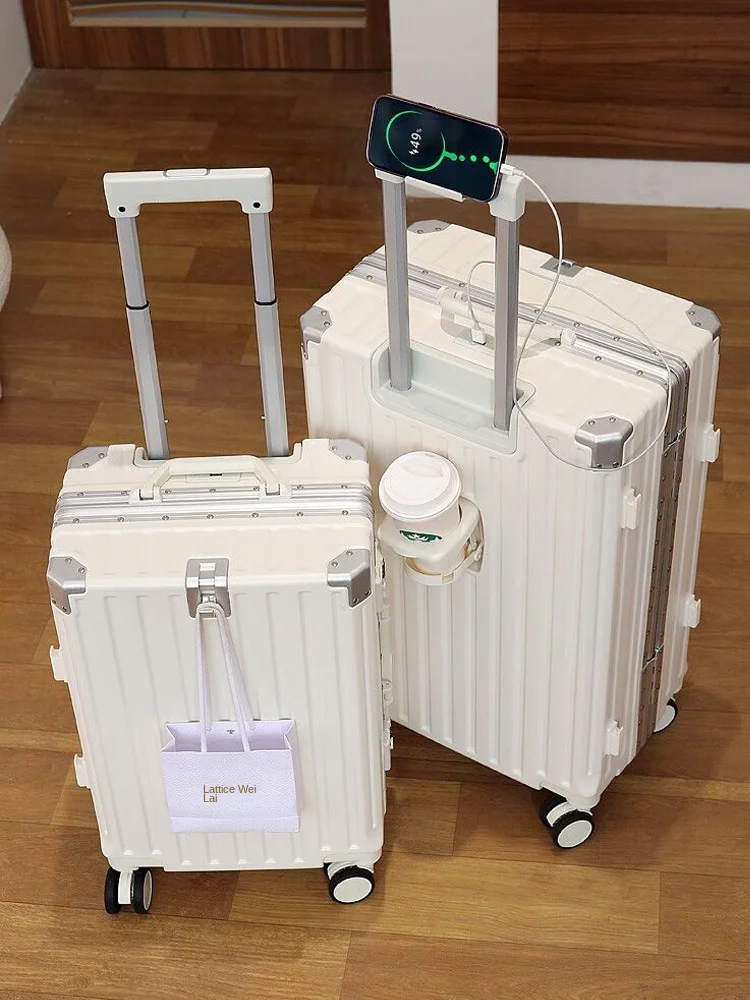 Nouvelle valise 30 pouces cadre en aluminium USB charge porte-bagages embarquement 20 pouces valises de cabine sur roues avec porte-gobelet Nouvelle valise 30 pouces cadre en aluminium USB charge porte-bagages embarquement 20 pouces valises de cabine sur roues avec porte-gobelet