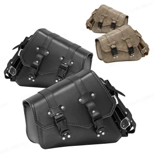 Sac de bouteille d&rsquo;eau à boucle de mode rétro, sac de dégager, sac de rangement, sac à outils de voyage latéral, étanche, cuir PU, moto, universel