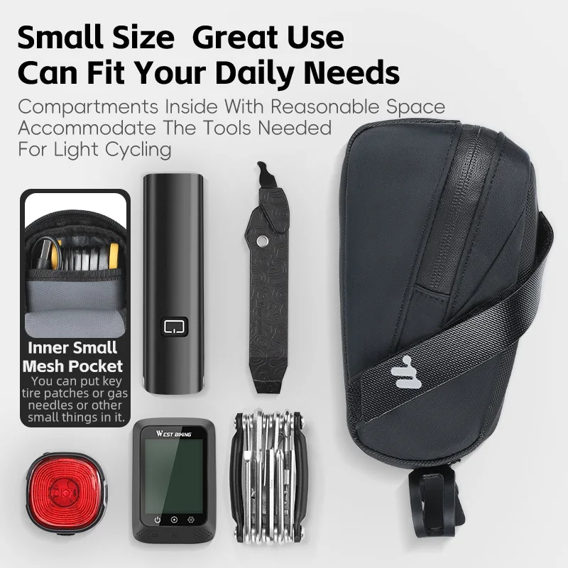 west biking sacoche de dégager de vélo ultralégère, sac à outils de cyclisme portable, sac arrière de vélo, accessoires de vélo de route vtt, mode 3 documents, 0,8 l