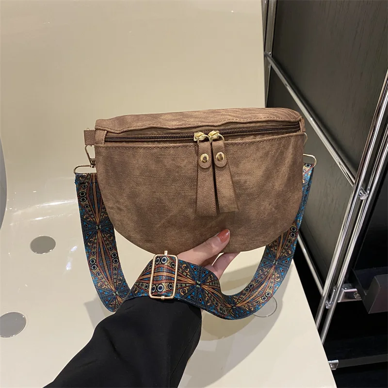 hobo – sacoche de couleur unie pour femmes, sac de poitrine de luxe de styliste, sacs de taille en cuir pu à large sangle, sac à bandoulière fantaisie à la mode