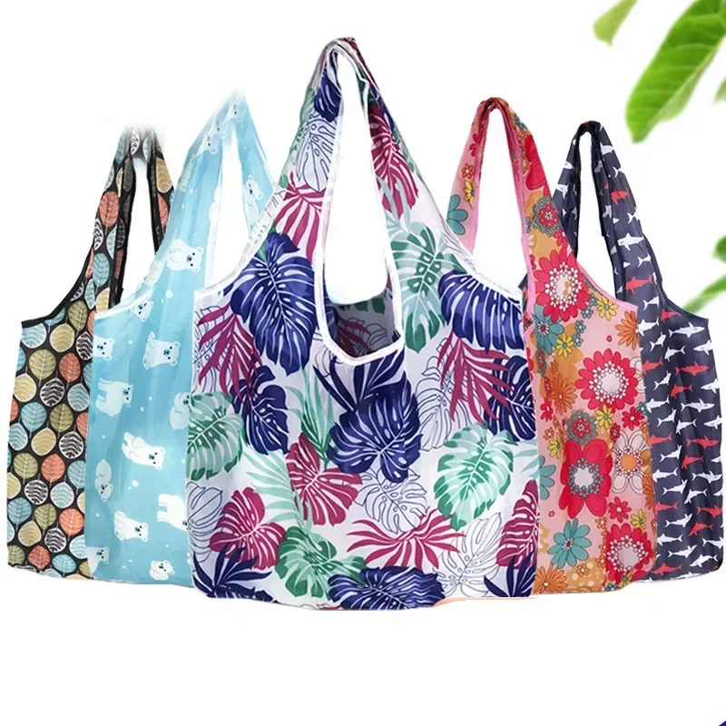 sacs fourre tout imprimés de fleurs pour femmes, sacs à main d'épicerie pliables pour l'extérieur, sac de courses écologique, sac de rangement réutilisable, sacs de rangement