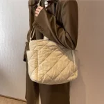 Sacs fourre-tout en coton de grande capacité pour femmes, sac latéral initié, sacs de shopping en coton Space Shop, fourre-tout mignons pour dames, hiver 2023