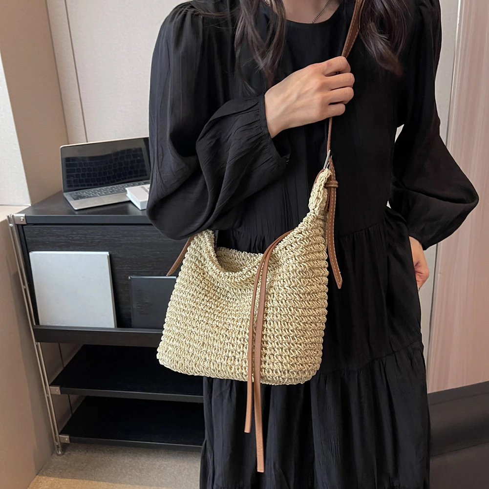 sac messager en ulde papier tissé à la main pour femmes, sacoche d'été tissée à la main, sac à bandoulière de plage tissé à la main, sacs à main à bandoulière, mode
