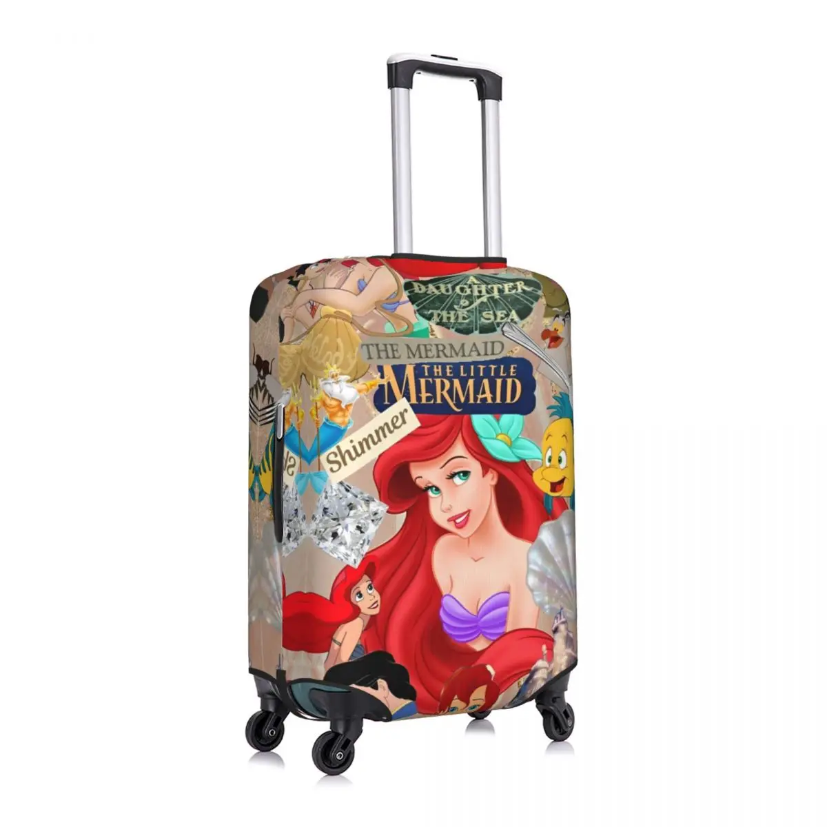 juste de valise de dessin animé petite sirène ariel, accessoires de bagages amusants de vol, protecteur d'affaires