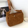 sac carré en velours côtelé, couleur unie simple et décontractée, sac à bandoulière simple à la mode au quotidien, adapté au shopping, aux fêtes,