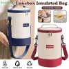♥ ♥ ♥ le sac isolé cylindrique a des bretelles, le sac rond multicouche de boîte à déjeuner, le sac à bento portatif et à bandoulière