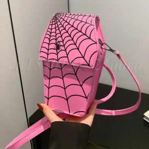 Sac à bandoulière en cuir PU pour femme, motif toile d&rsquo;araignée, sac hobo gothique, forme de cercueil, sac initié, Halloween Cosplay, sacs pour téléphone portable