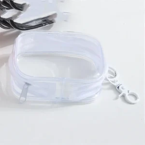 Petit sac de rangement carré ou rond, transparent, léger, polyvalent, compact, étui anti-poussière, protecteur de chargeur, poudres, fermeture éclair, sacs-cadeaux