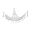 hamac en peluche style boho, forme triangulaire, panier de rangement suspendu en maille, glands en coton, filet mural pour chambre à coucher et salon