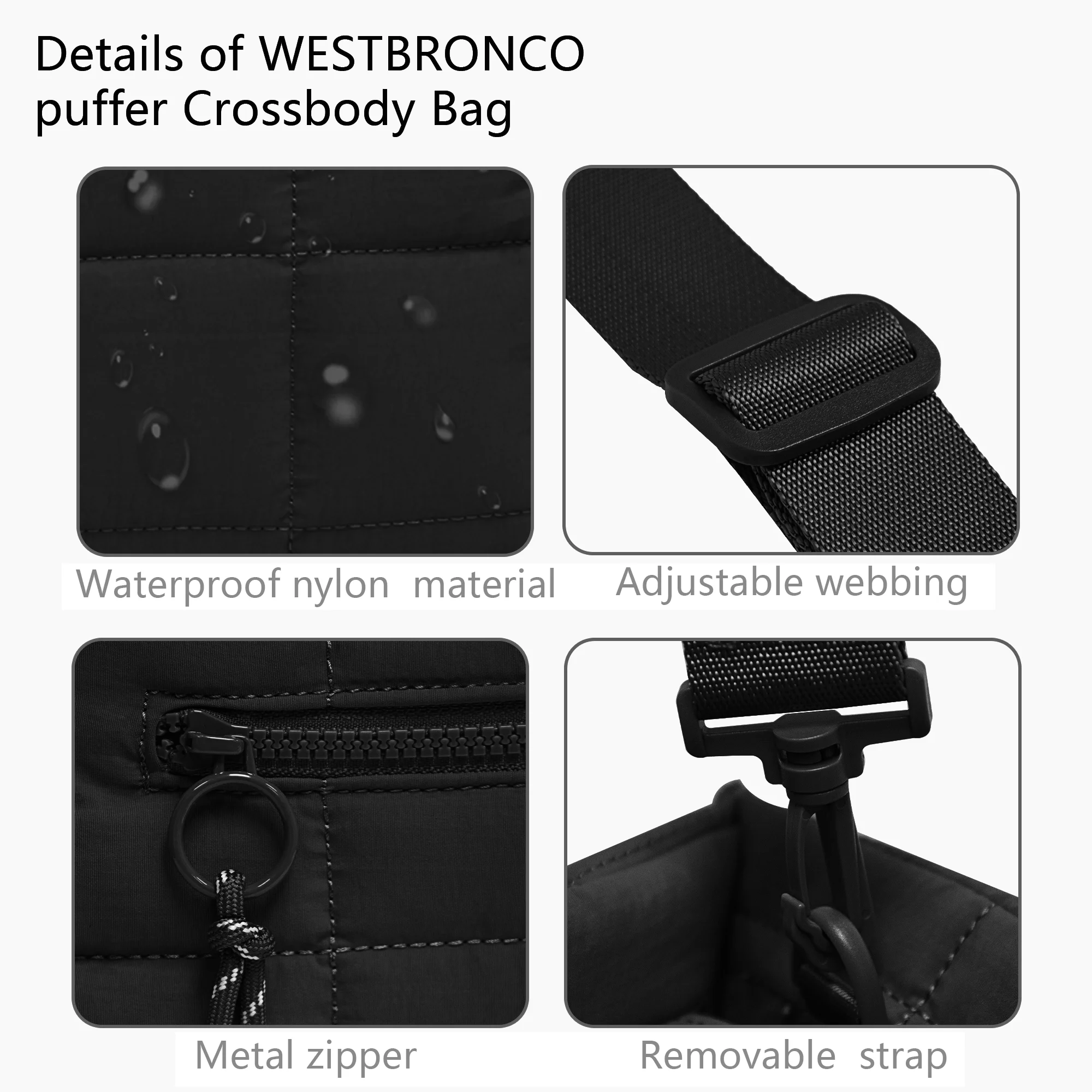 sacs à bandoulière matelassés pour femmes – petit fourre tout à bandoulière bouffant pour week end, organisateur de sac à main de nuit