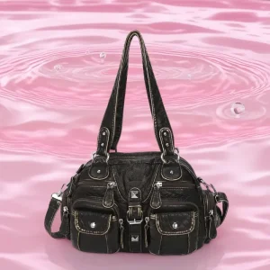 Sac à main cartable en cuir PU pour femme – Sac à bandoulière à poignée supérieure, sac à main design boulette tendance, sac cadeau idéal pour femme