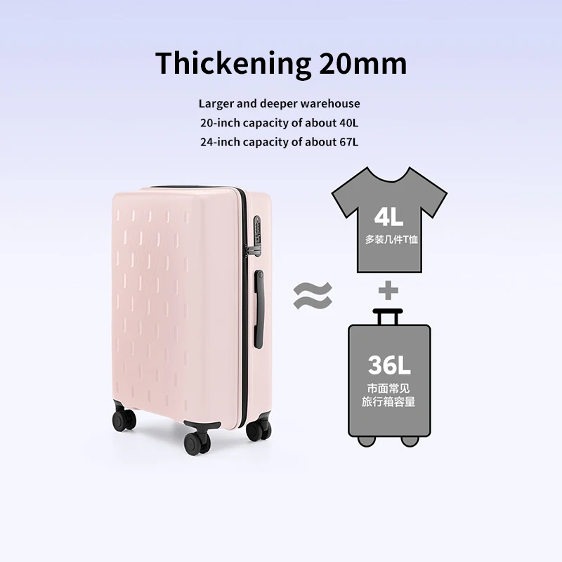xiaomi valise valise à bagages hommes et femmes 20/24 pouces grande capacité coloré ultra léger mijia valise embarquement mot de passe boîte