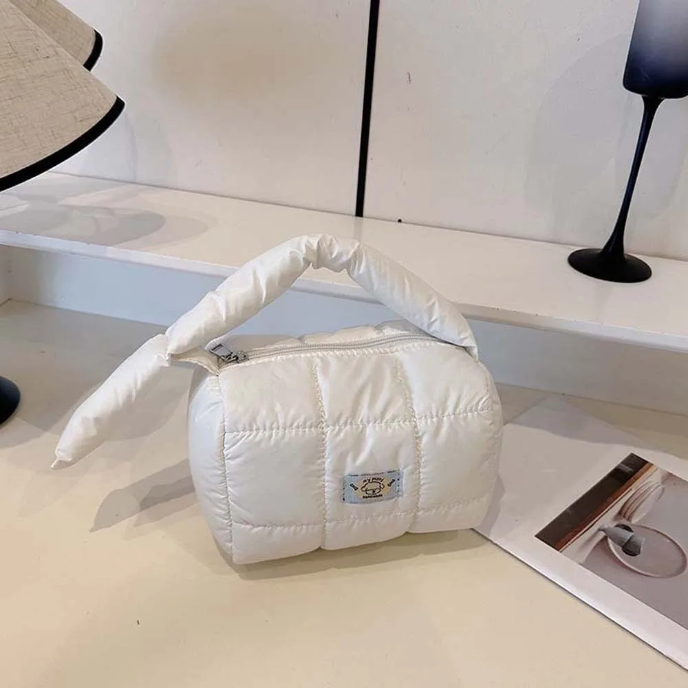 Sac à main carré matelassé à grille plissée en Nylon pour femmes, fourre-tout bouffant de grande capacité, couleur unie, léger Sac à main carré matelassé à grille plissée en Nylon pour femmes, fourre-tout bouffant de grande capacité, couleur unie, léger