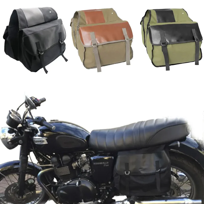 sacoches universelles de dégager de moto en toile, sacoches de voyage pour scooter, sac à outils pour sportster, honda, yamaha, suzuki, vélo