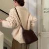 sac à main vintage en faux daim pour femmes, fourre tout simple et décontracté, sac de banlieue de grande capacité