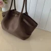 2025 sac fourre tout en daim pour femmes avec poche intérieure sac sous les bras grande capacité sacs cartable de couleur unie pour le travail sacs à main de voyage sacs à main