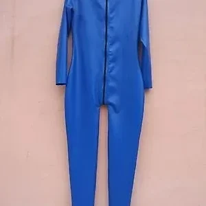 Combinaison Catsuit Gummi en Latex et Caoutchouc, Combinaison de Batterie, Bleu Marine, GJulien DPZipper, Imbibé, Taille XS ~ média