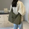 sac à bandoulière en tissu doux pour femmes, tendance, couleur unie, pour étudiantes, nouveau style rétro décontracté, grands sacs à main pour femmes, printemps