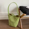 Sacs seau en daim pour femmes, sac à bandoulière en Faux daim de grande capacité, sacs de transport de couleur unie, fourre-tout rétro tendance