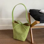 Sacs seau en daim pour femmes, sac à bandoulière en Faux daim de grande capacité, sacs de transport de couleur unie, fourre-tout rétro tendance