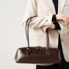 2025 nouveau sac à bandoulière en cuir véritable pour femmes grande capacité peau de vache sac à main de luxe longue bande vin rouge baguette sac femme