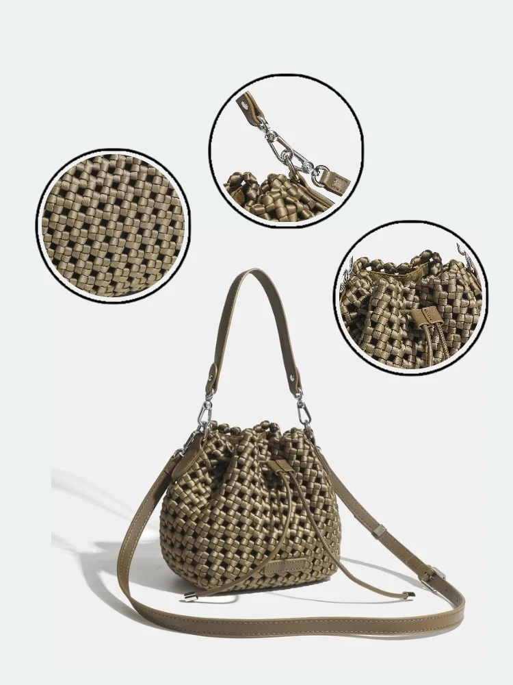 sac fourre tout en nylon tissé à la main pour femme, sacs à main, sac à main, style européen, sous les bras, hectare, e27