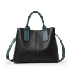 couleur chic sac à main en cuir bloqué avec poignées supérieures