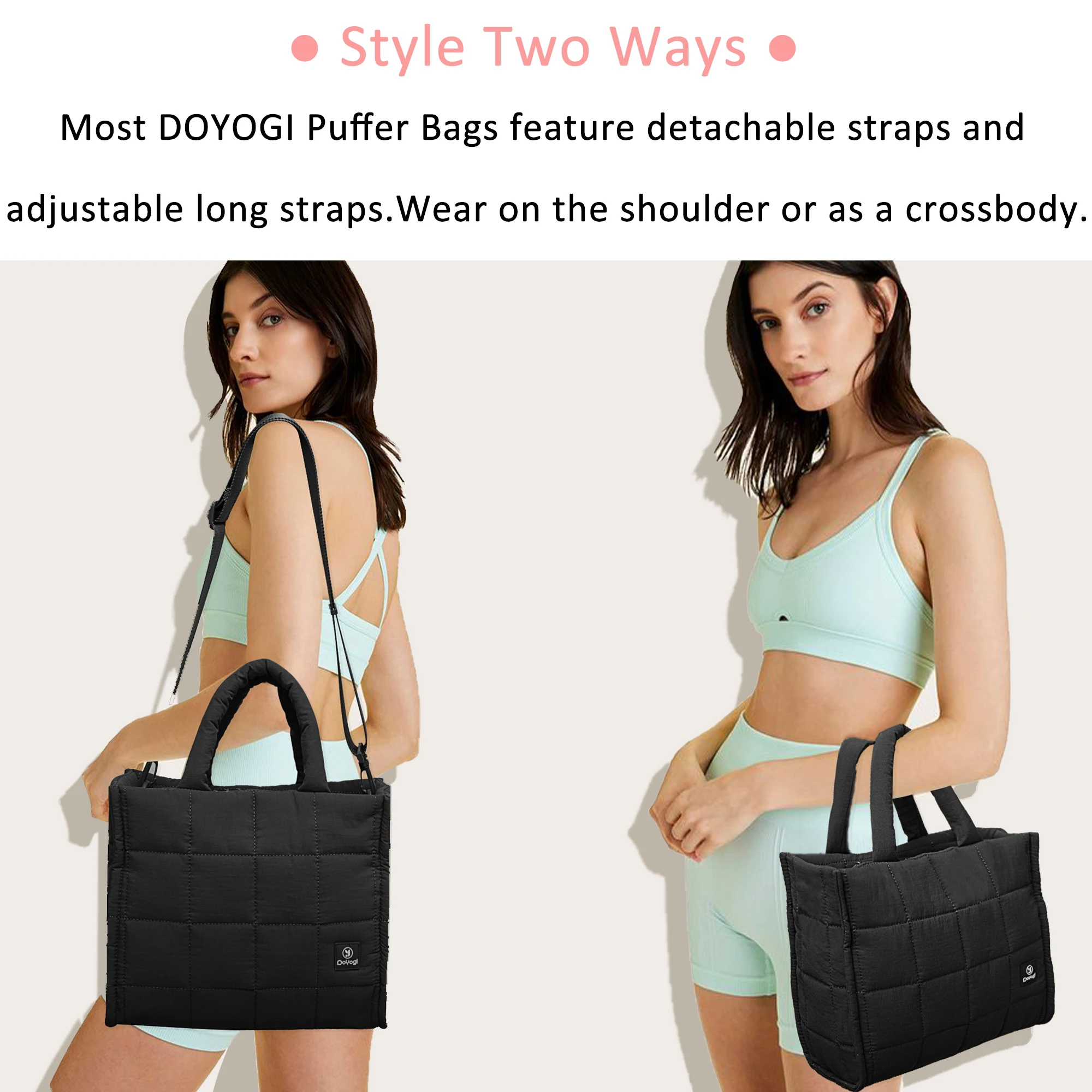 sacs à bandoulière matelassés pour femmes – petit fourre tout à bandoulière bouffant pour week end, organisateur de sac à main de nuit