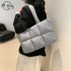 sac à carreaux matelassé pour femmes, fourre tout rétro tendance, sac à bandoulière étanche à carreaux, couleur unie, sacs doux d'hiver de grande capacité