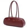 sac à main boston de bowling à bandoulière de créateur de pain français rouge pour femmes, cuir pu, sac à bandoulière élégant de style européen de banlieue