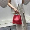 sac fourre tout seau irrégulier élégant pour femmes, poignée en métal haut de gamme, sacs à bandoulière en cuir pu, pochette de mariage