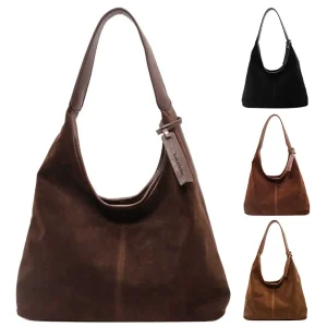 Sac Hobo en Daim pour Femme, Slouchy Initiated Bag, Fermeture Magnétique, Sac à Main Rétro, Grande Capacité pour le Travail et les Voyages