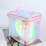 Sacs de toilette transparents colorés, sac de rangement polyvalent, seau rond et carré, sac de grande capacité, Cube d’emballage de voyage en plein air