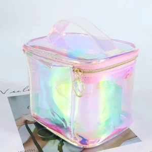 Sacs de toilette transparents colorés, sac de rangement polyvalent, seau rond et carré, sac de grande capacité, Cube d’emballage de voyage en plein air