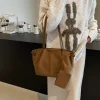 sac fourre tout en daim pour femmes avec poche intérieure, sac sous les bras vintage de grande capacité, sac à bandoulière de couleur unie pour le travail et les voyages