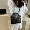petit sac carré chic en pu avec design cerise, sac à bandoulière tendance pour femmes, sac à main de banlieue sophistiqué