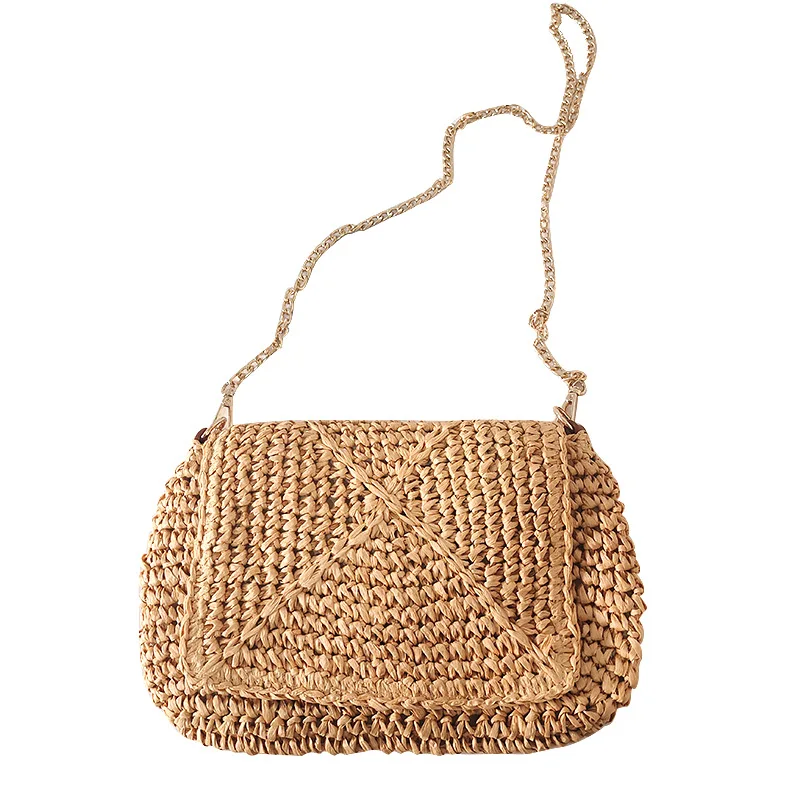 sac en paille tissé pour femmes, sac messager, facile à porter, portable, petit, carré, nouvelle mode, 2022