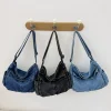 sac messager vintage en denim de grande capacité pour femme, sacoche décontractée, sangle réglable, fourre tout multifonction, sac hobo chic, 03
