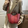 sac à bandoulière seau vintage pour femmes, petit sac à main fourre tout de couleur unie