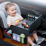 Plateau de voyage pour siège de voiture, plateau de voyage en cuir pour enfants, dossier de siège de voiture, table à manger pour enfants, accessoires d&rsquo;intérieur de voiture
