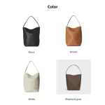 Sac fourre-tout seau de niche haut de gamme : grande capacité, cuir véritable, sac à bandoulière minimaliste à la mode